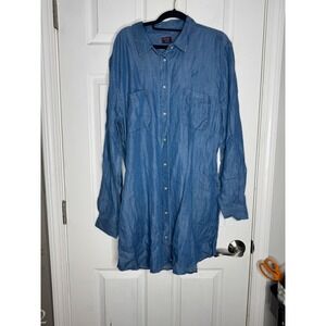 UNTUCKIT NWOT Chambray Denim Shirt Dress Pockets Size 16‎ 100% Tencel